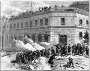 La Commune de Paris 1871. Försvar av Elyseepalatset av Federes (Communards). av Unknown artist