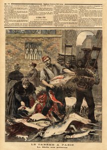 Fiskmarknaden i Paris. Gravyr i "" Le petit journal""" 1893-03-04. Samling av Selva. av Unknown artist