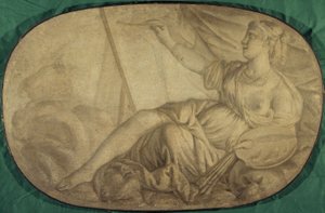 La Peinture (allegori, dekorationsmålning för Hôtel La Rivière i Canillac) av Unknown artist