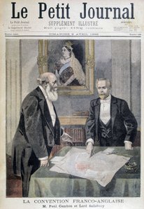 Den fransk-engelska konventet: Mr. Paul Cambon och Lord Salisbury - i "" Le PetitJournal"" av 1899-04-09 av Unknown artist