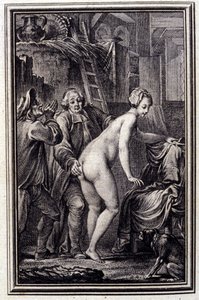 La mare du compere Pierre- in ""Berättelser och noveller på vers"" av Jean La Fontaine. 1762. av Unknown artist