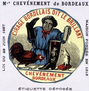 Etikett för ""Bordelais polish dit le Brillant: Chevènement de Bordeaux"". n.d. 1800-talet av Unknown artist