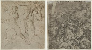 Laocoön (recto); Slaget vid Milvian Bridge (fragment) (verso) av Unknown artist