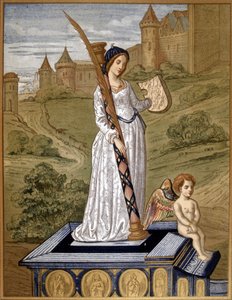 Laure leder kärleken till kyskhetens tempel (Laura de Noves av Unknown artist