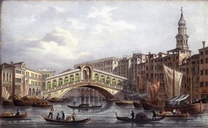 Le pont Rialto - i "" Album med de viktigaste utsikterna över Venedig", ill. av Marco Moro, red. Gio Brizeghel, v.1840 av Unknown artist
