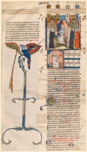 Löv utskuret från ett "Decretum" av Gratianus: Initial C [anonici av en viss kyrka] med en sittande präst av Unknown artist