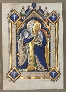 Blad utskuret ur en psalter: bebådelsen av Unknown artist