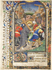 Löv utskurna från Tarleton-timmarna: Kristus bär korset (Terce, Jungfruns kontor) av Unknown artist