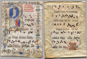 Leaf from a Gradual: Historiated initial R: The Resurrection (recto) och initial D (verso) av Unknown artist