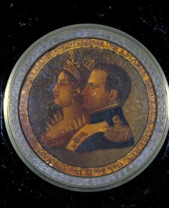Lock på en snusdosa med porträtt av Napoleon I och Josephine. Milano, Risorgimentos museum av Unknown artist