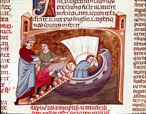 Att lasta ett skepp vid tiden för kejsar Justinianus (miniatyr av Unknown artist