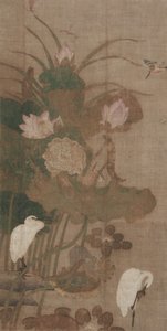 Lotus, insekter och fåglar av Unknown artist