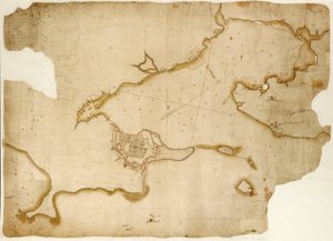 Louisburgs fästning och hamn, Cape Breton, ca 1745 (manuskript) av Unknown artist