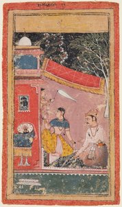 Älskare på den terrassen: Ramakali Ragini från Hinda, från den där Bandi Ragamala av Unknown artist