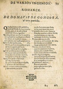 Luis de GOGOORA Y ARGOTE, "Romance a una partida" (tryck) av Unknown artist