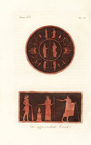 Lysander och Agesilaus II av Sparta (överst) och Hercules i lejonskinn med klubba vid ett offer med Deiphobus, kung av Amiclea i Laconia, och hans fru (nederst) av Unknown artist