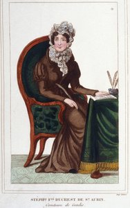 Madame de Genlis - Porträtt av Stephanie Felicite av vapen av Saint-Aubin (Saint Aubin av Unknown artist