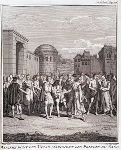 Maine vars inkar gifte sig med blodets furstar - i ""Historisk resa i Sydamerika gjort på order av kungen av Spanien"" av Don Georges Juan & Don Antoine de Ulloa, T.II, ed. Jombert, King