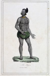 Man of Byron Islands with tattoos (Polynesien) - i "The different peoples of the earth" av Abbe Paul Jonhanneaud, Librairie des Bons livres av Unknown artist