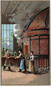 Tillverkning av porslin: matlagning. Kromolitografi från slutet av 1800-talet av Unknown artist