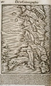Karta över Italien - i "" Universal Cosmography"" av Unknown artist