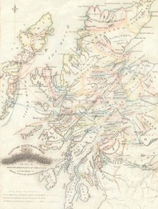 Karta över Skottlands högland med klanernas territorier av Unknown artist