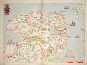 Karta över norra Irland, ca 1600 (lagd på linne) av Unknown artist