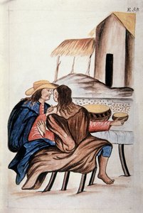 Äktenskapsarrangemang mellan indianer, från boken "Trujillo del Peru" eller "Códice Martínez Compañón", av Baltazar Martinez Compañón y Bujanda, biskop av Trujillo (1782-1785) av Unknown artist