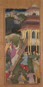 Maria går uppför trappan till templet, från en spegel av helighet (Mir’at al-quds) av fader Jerome Xavier av Unknown artist