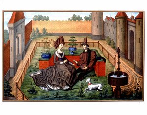 Maulgis och den vackra Oriande (artig kärleksscen), medeltiden av Unknown artist