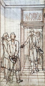 Möte mellan Goethe och Jung Stilling i Strasbourg. 1800-talsteckning. av Unknown artist