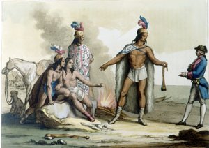 Möte av en västerlänning med indianerna i Patagonien. av Unknown artist