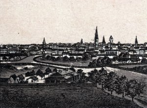 Melbourne, Australien; Allmän översikt. i "The World Illustrates 168 Views" Odaterad (slutet av 1800-talet) av Unknown artist
