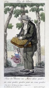 Kastanjershandlare med socker - i "" Cris de Paris", deb. 1800-talet av Unknown artist