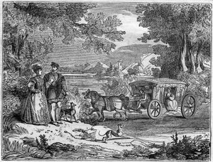 Milanesiska dräkter och vagn på 1600-talet. av Unknown artist
