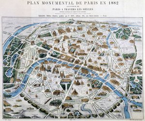 Monumental plan för Paris 1882 av Unknown artist