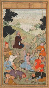 Moses ber för att få ett slut på ormarnas attack mot israeliterna, från en spegel av helighet (Mir’at al-quds) av fader Jerome Xavier av Unknown artist
