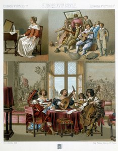 Musik i Europa på 1600-talet - i "" Le costume historique"" av Racinet av Unknown artist