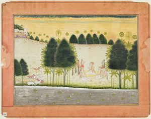 Nanda och de äldste i samråd med koherdarna, från en Bhagavata Purana av Unknown artist