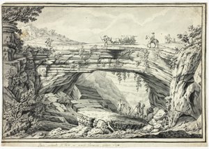 Den naturliga bron Veia i Veronas bergstrakter, nära Lugo av Unknown artist
