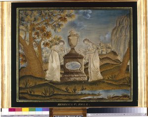 Handarbete Mourning Picture (silkestrådar, broderade) av Unknown artist