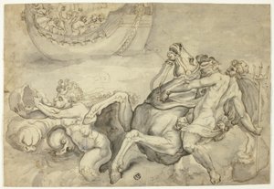 Neptunus lugnar ner stormen som Aeolus har väckt mot Aeneas ("Quos Ego") av Unknown artist