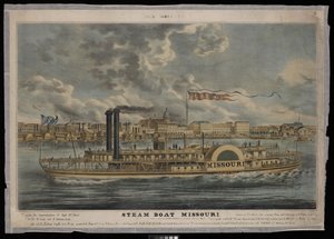 New Orleans. Ångbåten Missouri (litografi, färglagd) av Unknown artist