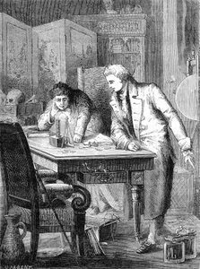 Nicholson och Carlisle sönderdelar vatten genom Voltas batteri, London 2 maj 1800 av Unknown artist
