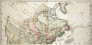 Nordamerika, ca 1765 (kolorerad gravyr) av Unknown artist