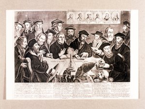PROTESTANTISK REFORMATION: Luther, Melanchton, Calvin, Zwingli m.fl. av Unknown artist