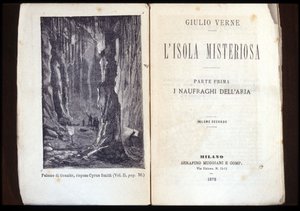 Sida i en italiensk upplaga av "Den mystiska ön" av Jules Verne. 1878. Milano. av Unknown artist