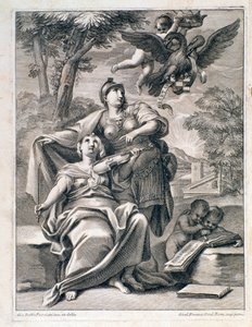 Sida på framsidan av partituren av "" Opus 1 "" (12 stora konserter) av Pietro Locatelli (1695-1764) - Noter till "" 12 grossos concertos "av Locatelli 1721 Bologna, civilt musikmuseum av Unknown artist
