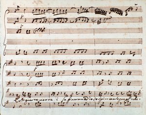 Sida med partitur av Extinguish I would like air in Griselda opera av Antonio Vivaldi av Unknown artist