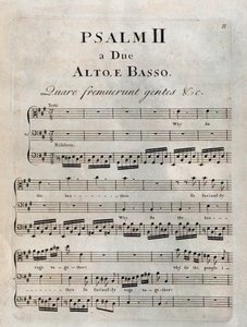 Sida av den andra psalmen i musiken av "" The psalms "" av Benedetto Marcello av Unknown artist